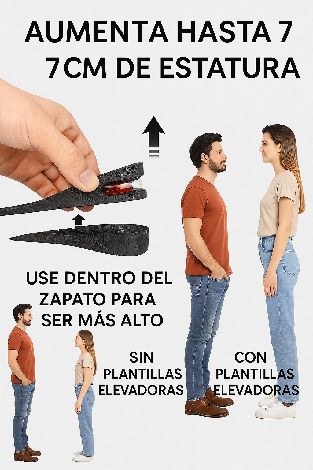 PLATILLAS ELAVADORAS DE ESTATURA 3CM