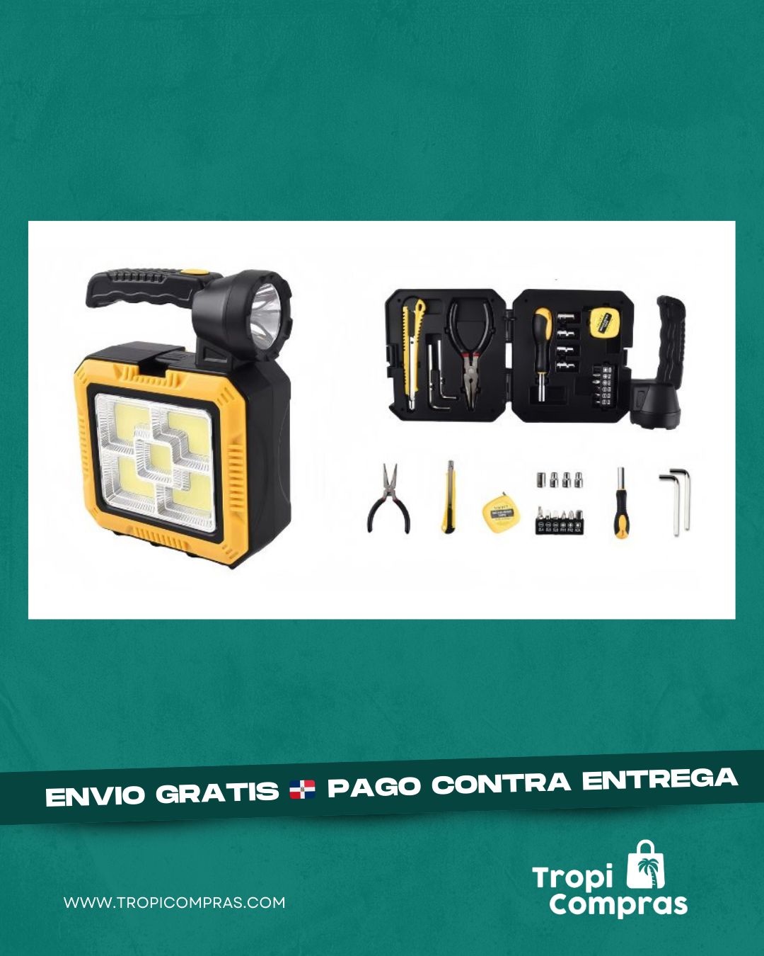 LINTERNA SOLAR CON SET DE HERRAMIENTA