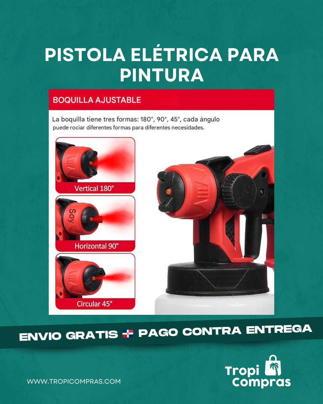 PISTOLA DE PINTURA ROJA 2 BATERIAS 48V