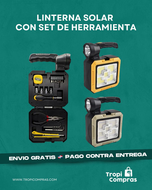 LINTERNA SOLAR CON SET DE HERRAMIENTA