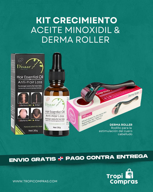KIT DE CRECIMIENTO ACEITE MINOXIDIL & DERMAROLLER