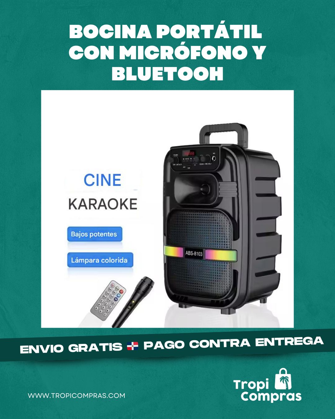 BOCINA PORTATIL CON MICROFONO Y BLUETOOH